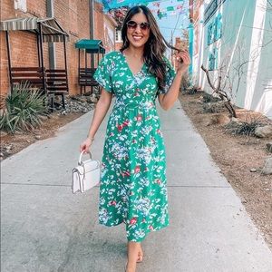 Floral Flutter Sleeve Midi Dress